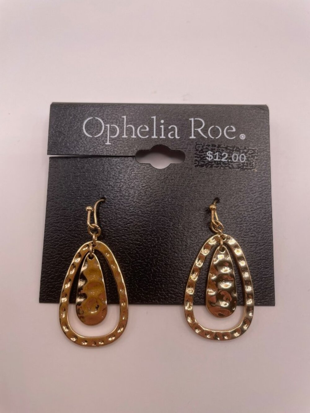 New Gold-Tone Textured Teardrop Dangle Earrings By Ophelia Roe -17B